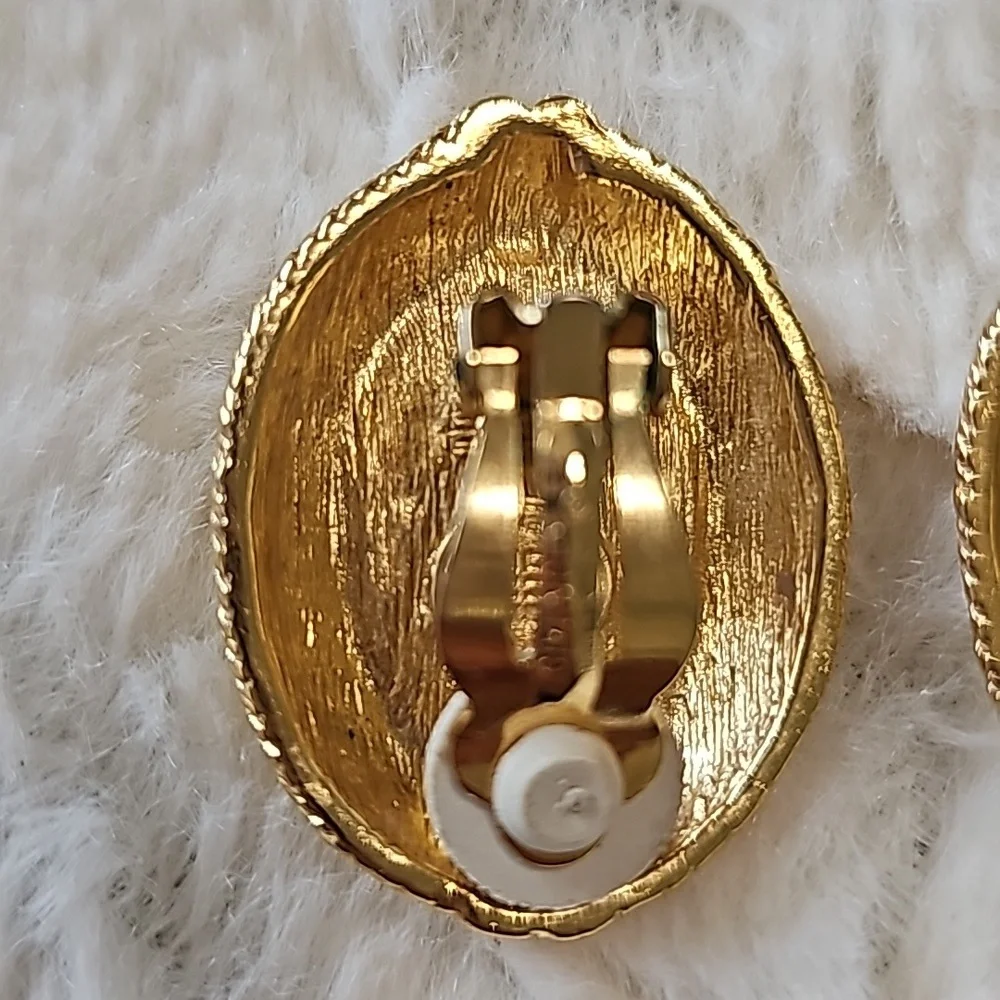 Givenchy Vintage Goldtone Faux Pearl Clip on earrings
